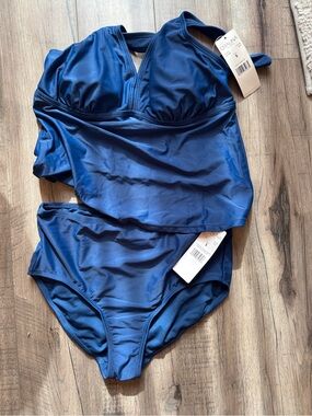 Catalina Navy Blue Two-Piece Tankini Bikini Set